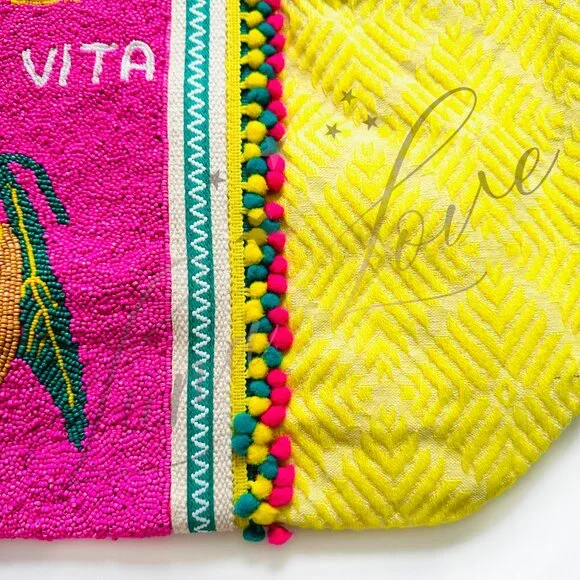 AMERICA & BEYOND Amalfi Beaded Lemon Tote NWT - Picture 5 of 9